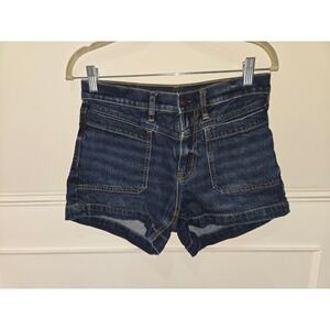American Eagle Strigid Relaxed Shorts Dark Indigo Patch Pocket Size 4